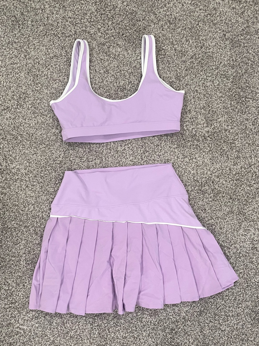 Beach Riot Lavender Pleated Active Skirt & Crop Top Set